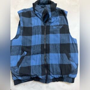 Men’s vintage Basic Editions Blue and Black Checkered Vest